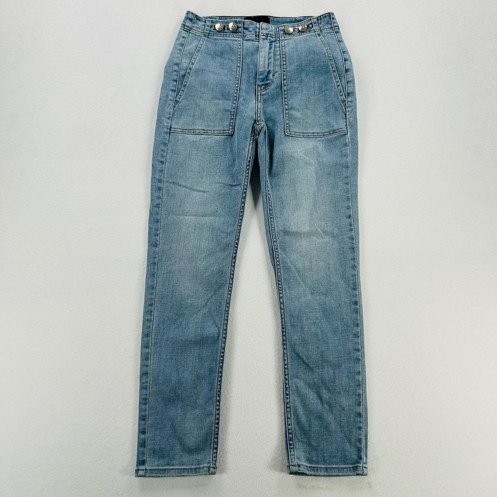 White House Black Market Jeans Womens 00 Blue High Rise Straight Stretch Denim